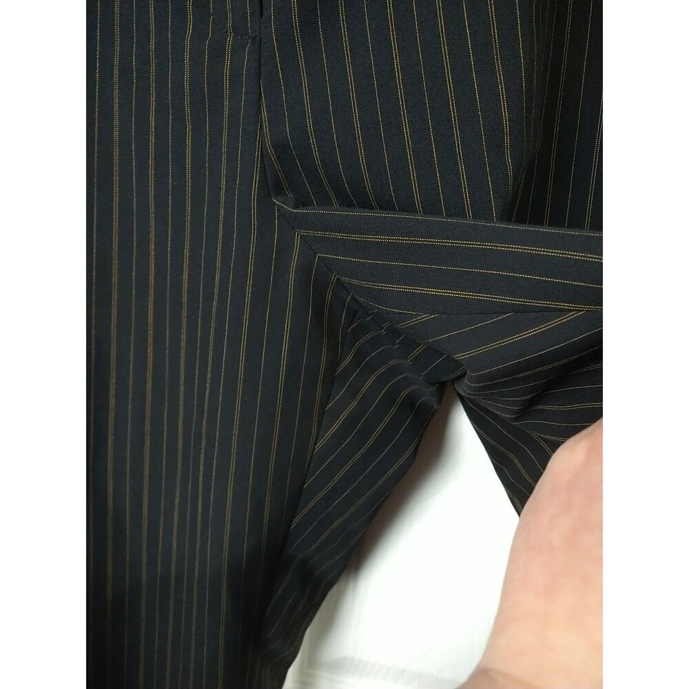 Herman Geist Woman 16 Dress Pants Black Gold Pinstriped Flat Front Trousers - Picture 4 of 9